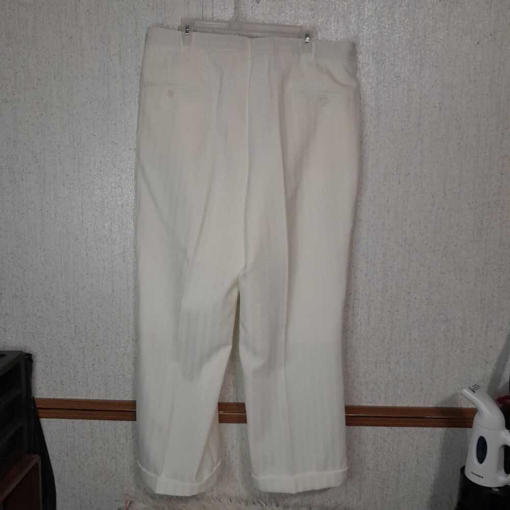 MILANO MODA Off-White Slacks Striped Pattern Size 40L